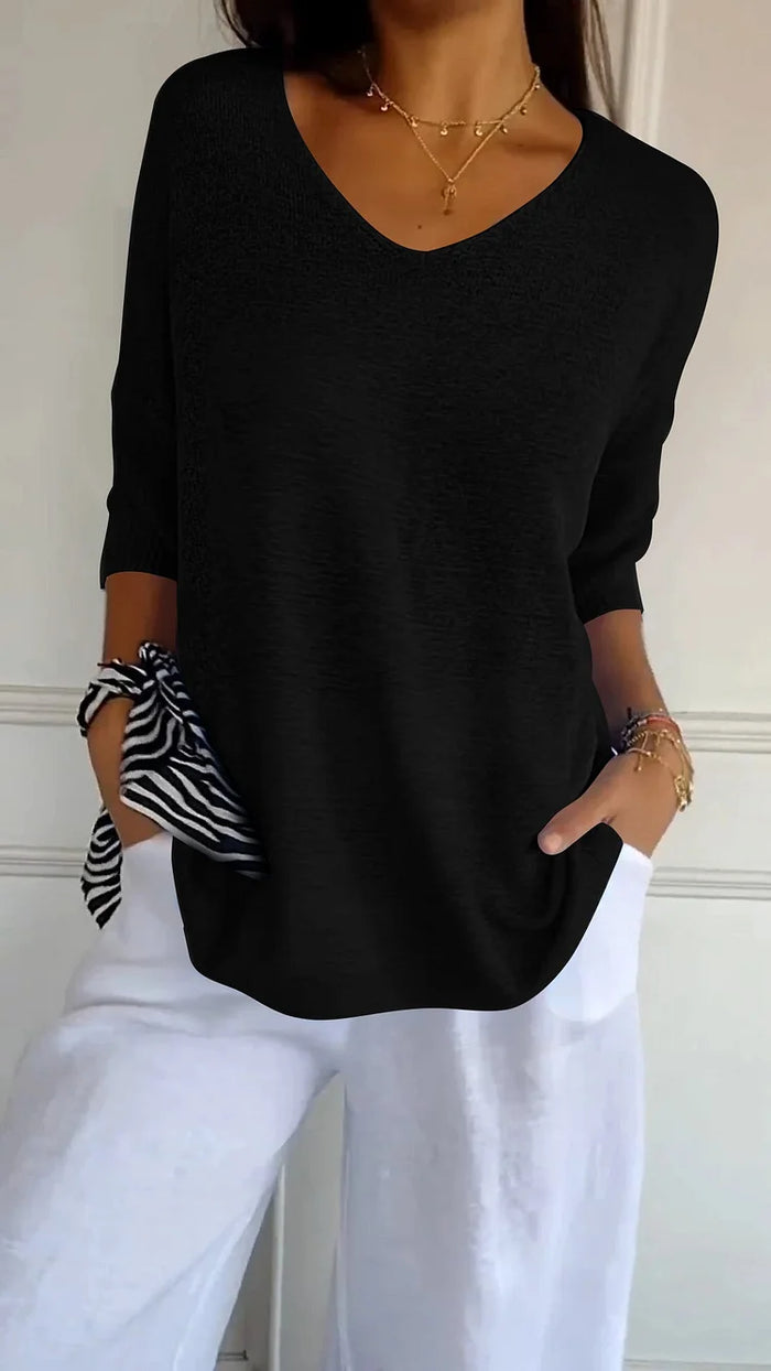 Kiara | Women's Oversized V-Neck Sweater Top
