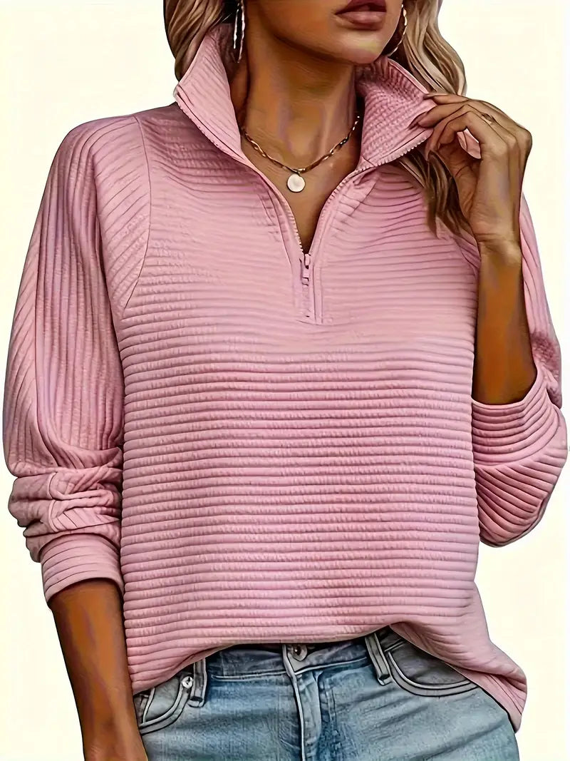 Hazel | Women's Quarter-Zip Ribbed Pullover Sweater