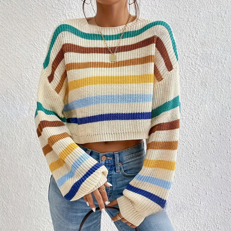 Amber | Women's Cropped Striped Sweater