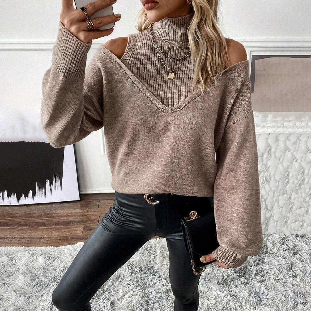 Noelle | Women's Cold Shoulder Turtleneck Sweater