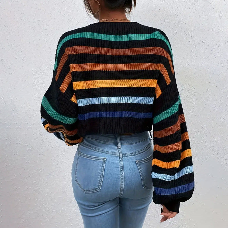 Amber | Women's Cropped Striped Sweater