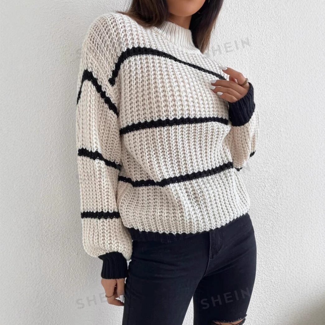 Rachael | Women's Oversized Striped Crew Neck Sweater