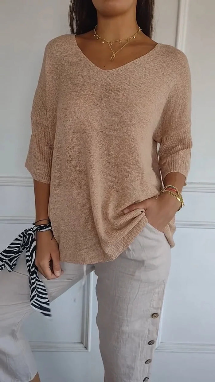 Kiara | Women's Oversized V-Neck Sweater Top